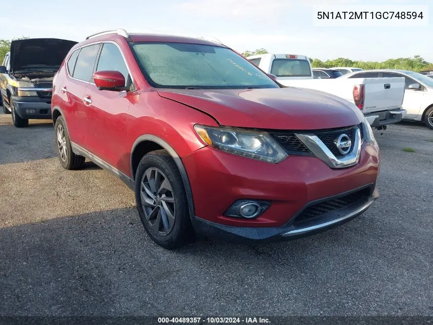 2016 Nissan Rogue Sl VIN: 5N1AT2MT1GC748594 Lot: 40489357