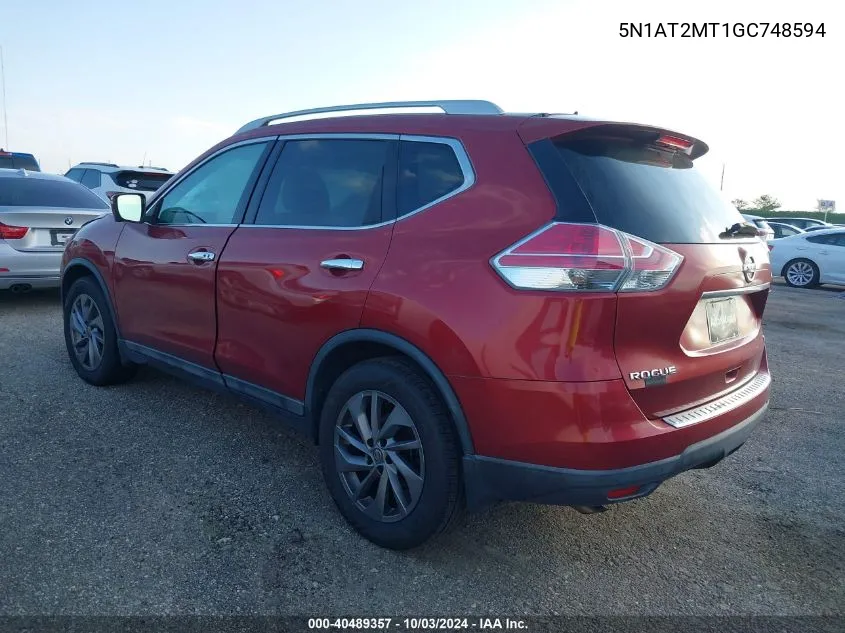 2016 Nissan Rogue Sl VIN: 5N1AT2MT1GC748594 Lot: 40489357