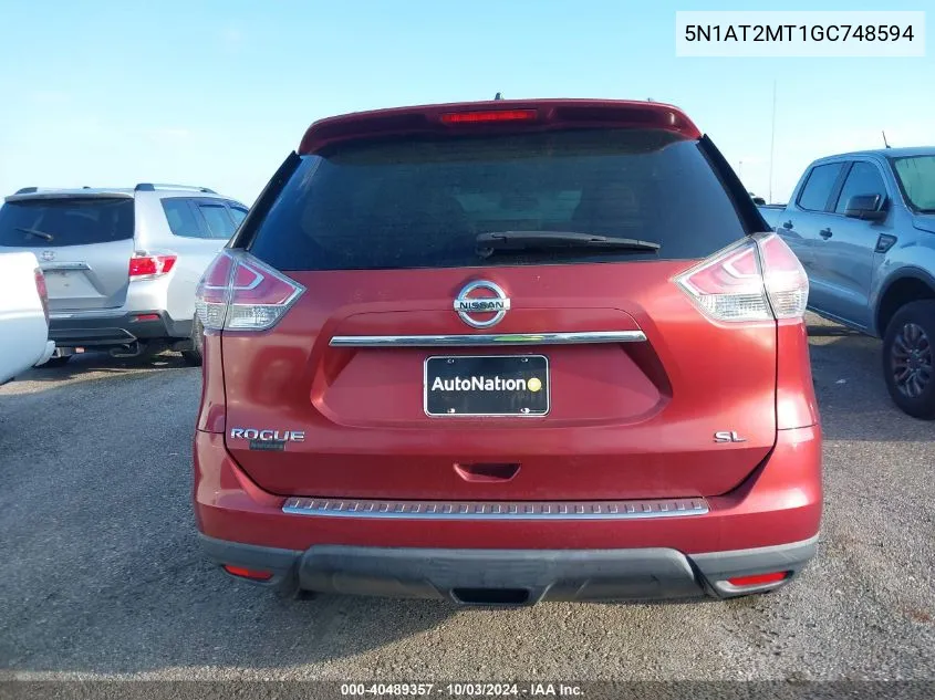 2016 Nissan Rogue Sl VIN: 5N1AT2MT1GC748594 Lot: 40489357