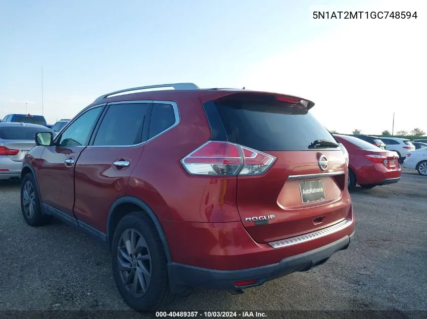 2016 Nissan Rogue Sl VIN: 5N1AT2MT1GC748594 Lot: 40489357