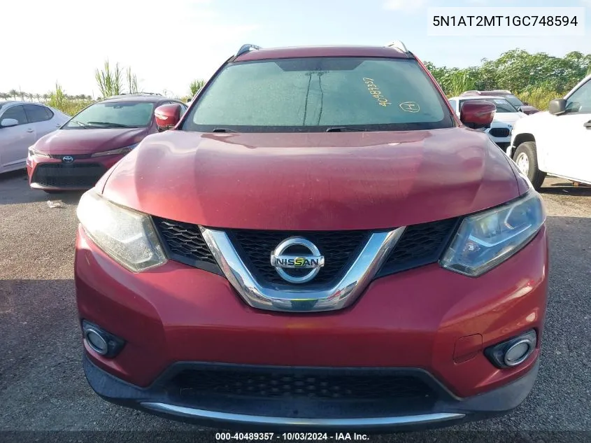 2016 Nissan Rogue Sl VIN: 5N1AT2MT1GC748594 Lot: 40489357