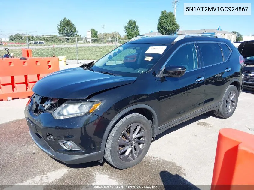 2016 Nissan Rogue Sl VIN: 5N1AT2MV1GC924867 Lot: 40497239