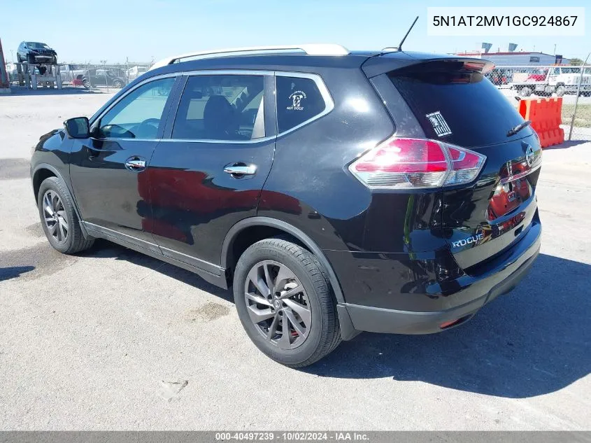 2016 Nissan Rogue Sl VIN: 5N1AT2MV1GC924867 Lot: 40497239