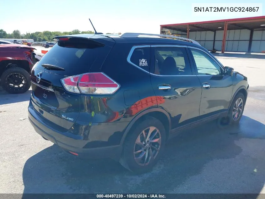 2016 Nissan Rogue Sl VIN: 5N1AT2MV1GC924867 Lot: 40497239