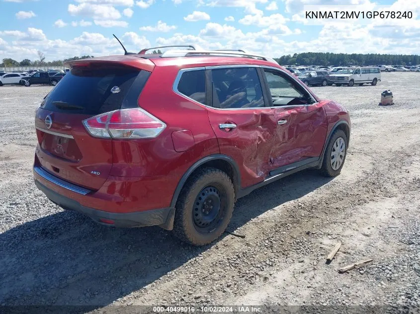 2016 Nissan Rogue S VIN: KNMAT2MV1GP678240 Lot: 40499016