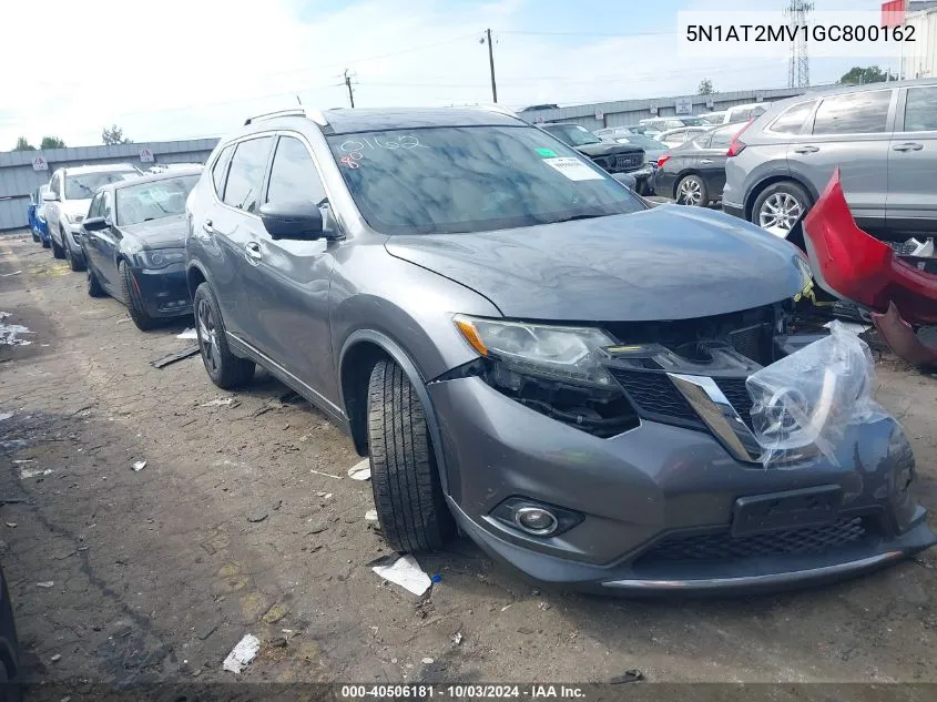 2016 Nissan Rogue Sl VIN: 5N1AT2MV1GC800162 Lot: 40506181