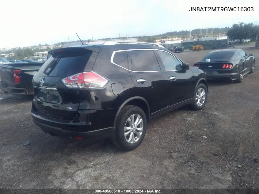 2016 Nissan Rogue Sv VIN: JN8AT2MT9GW016303 Lot: 40508510