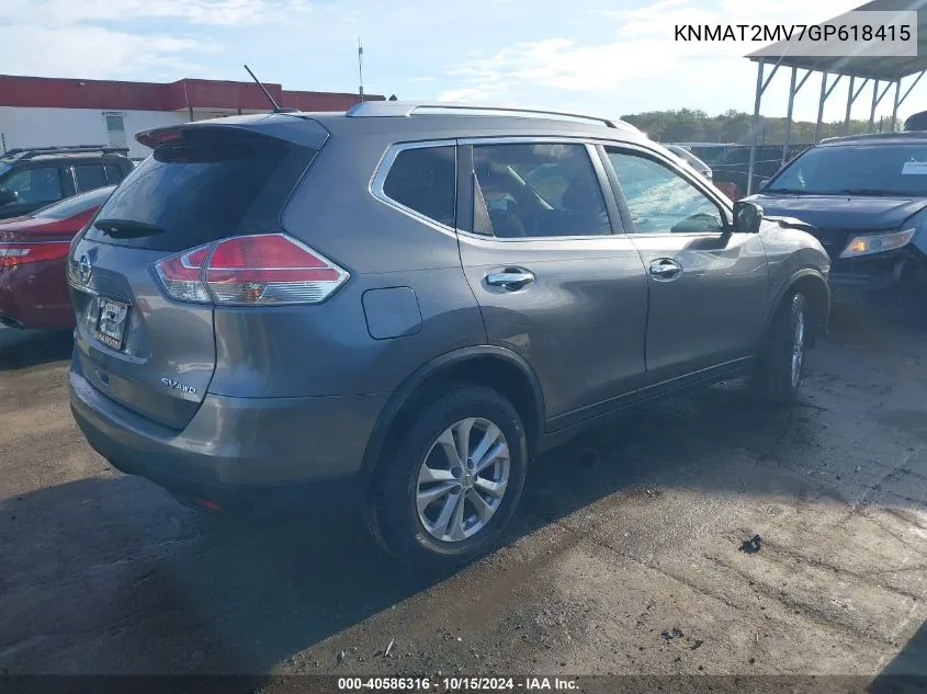 2016 Nissan Rogue Sv VIN: KNMAT2MV7GP618415 Lot: 40586316