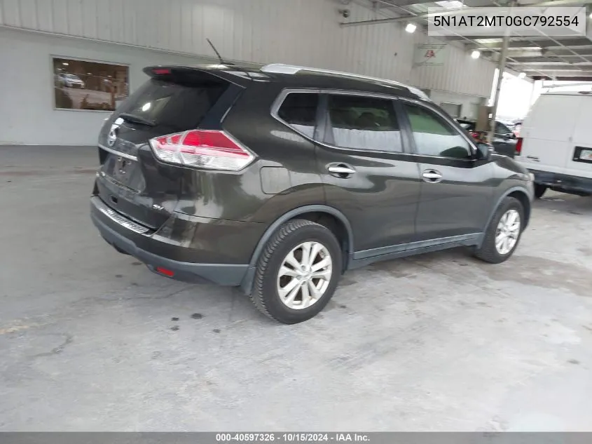 2016 Nissan Rogue Sv VIN: 5N1AT2MT0GC792554 Lot: 40597326