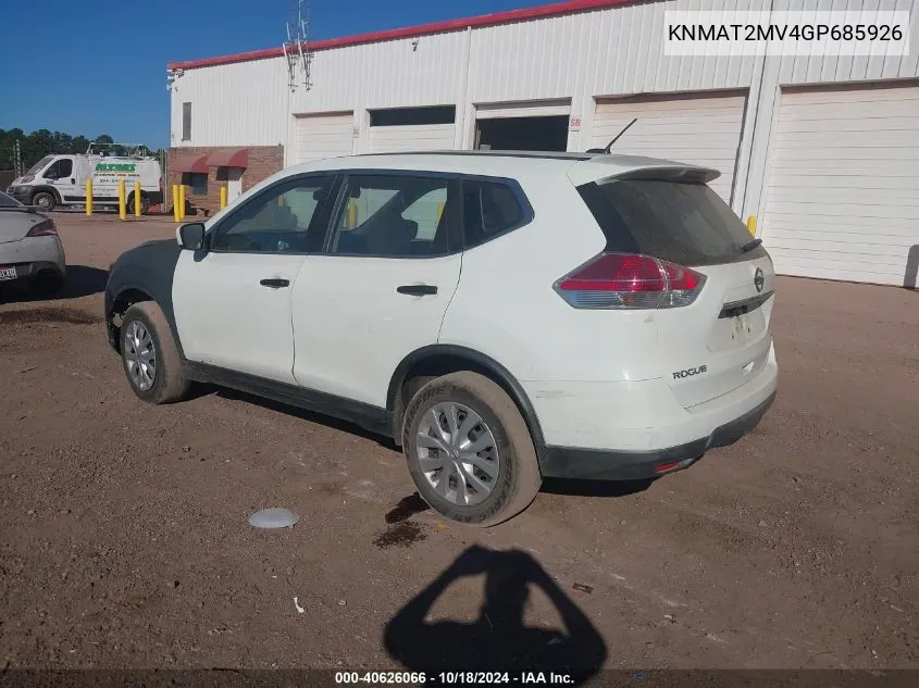 KNMAT2MV4GP685926 2016 Nissan Rogue S/Sl/Sv