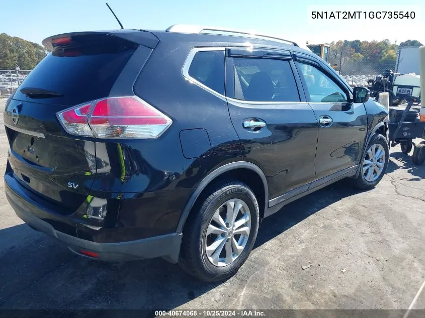 2016 Nissan Rogue S/Sl/Sv VIN: 5N1AT2MT1GC735540 Lot: 40674068