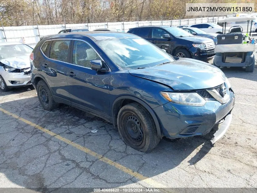 2016 Nissan Rogue S VIN: JN8AT2MV9GW151850 Lot: 40686620