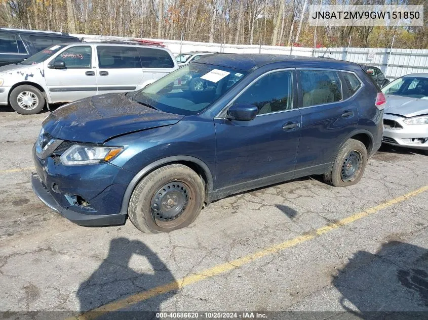 2016 Nissan Rogue S VIN: JN8AT2MV9GW151850 Lot: 40686620