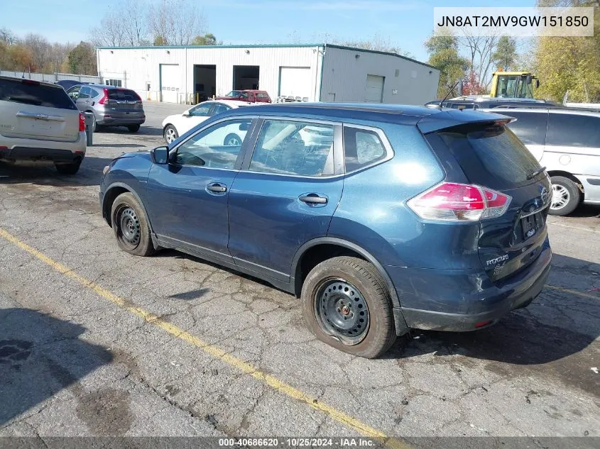 2016 Nissan Rogue S VIN: JN8AT2MV9GW151850 Lot: 40686620