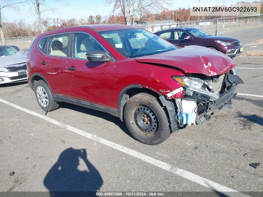 2016 Nissan Rogue S VIN: 5N1AT2MV6GC922693 Lot: 40687068