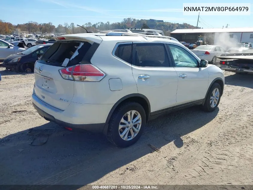 2016 Nissan Rogue Sv VIN: KNMAT2MV8GP664979 Lot: 40687201