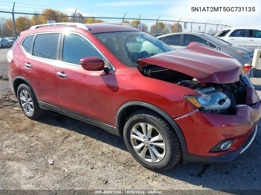 2016 Nissan Rogue S/Sl/Sv VIN: 5N1AT2MT5GC731135 Lot: 40691204