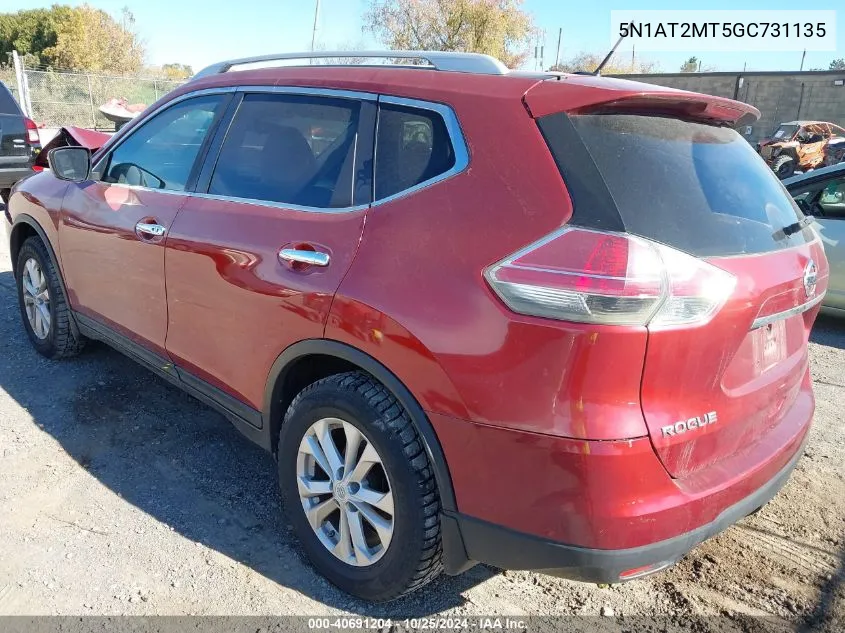 2016 Nissan Rogue S/Sl/Sv VIN: 5N1AT2MT5GC731135 Lot: 40691204