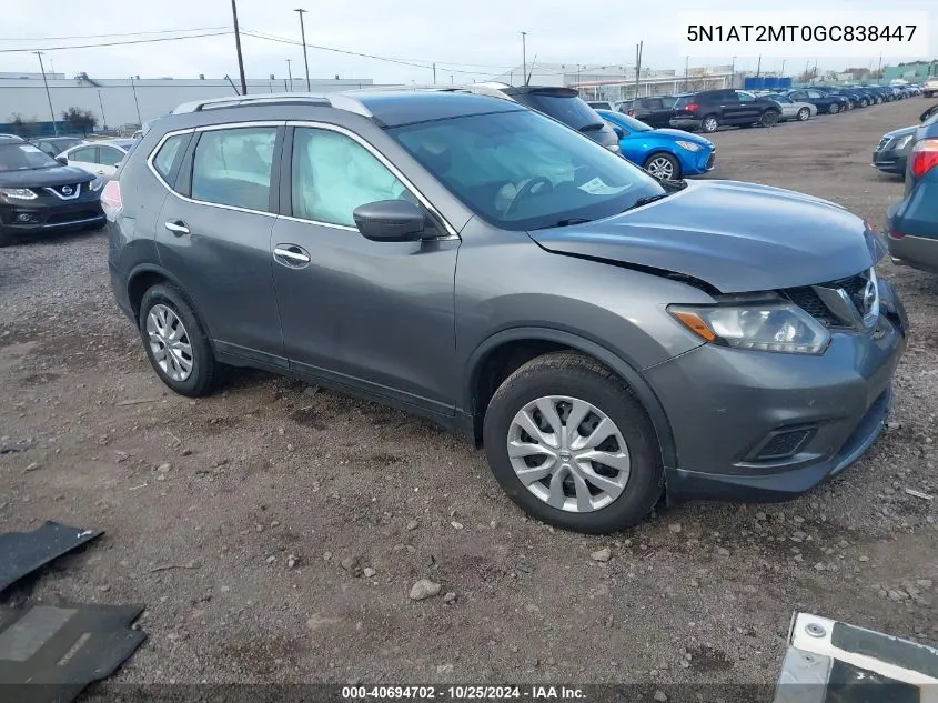 2016 Nissan Rogue S/Sl/Sv VIN: 5N1AT2MT0GC838447 Lot: 40694702