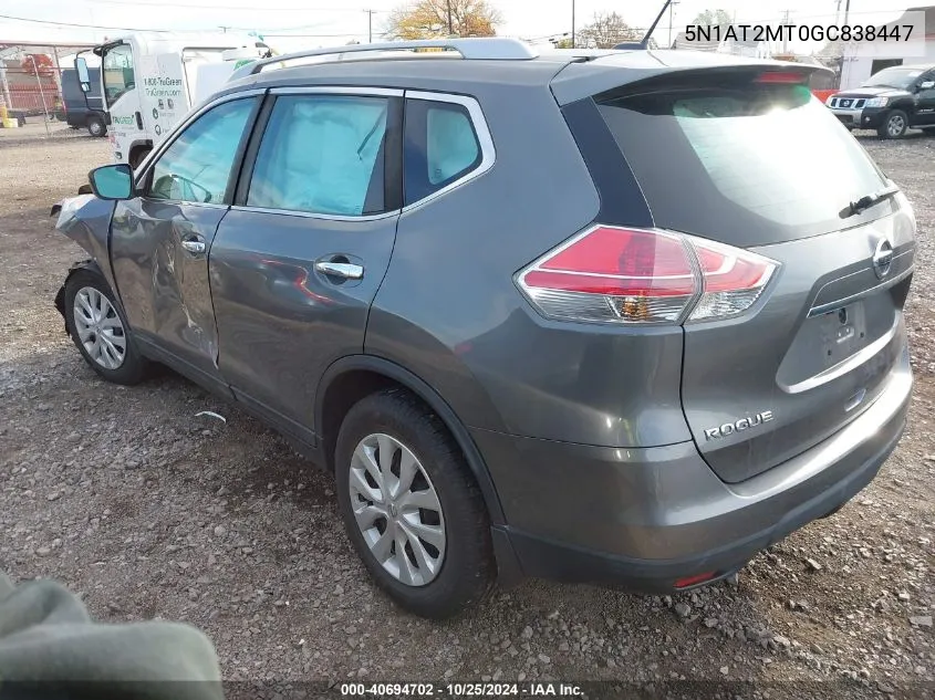 2016 Nissan Rogue S/Sl/Sv VIN: 5N1AT2MT0GC838447 Lot: 40694702