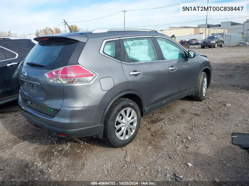 5N1AT2MT0GC838447 2016 Nissan Rogue S/Sl/Sv