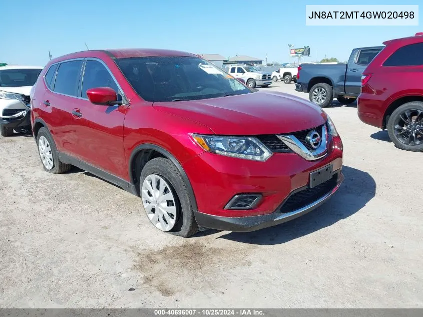 JN8AT2MT4GW020498 2016 Nissan Rogue S