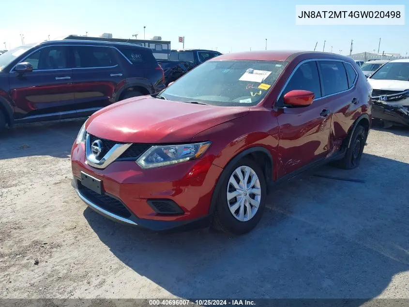 JN8AT2MT4GW020498 2016 Nissan Rogue S