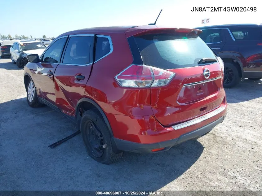 JN8AT2MT4GW020498 2016 Nissan Rogue S