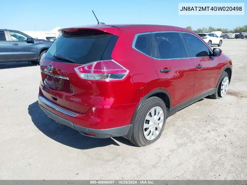 JN8AT2MT4GW020498 2016 Nissan Rogue S