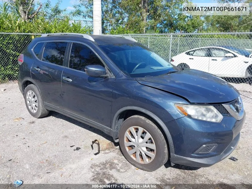 2016 Nissan Rogue S VIN: KNMAT2MT0GP661671 Lot: 40696177