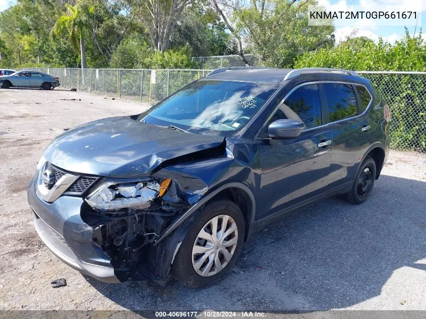 2016 Nissan Rogue S VIN: KNMAT2MT0GP661671 Lot: 40696177