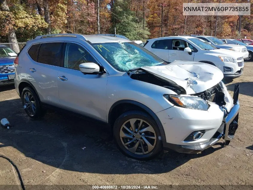 2016 Nissan Rogue Sl VIN: KNMAT2MV6GP735855 Lot: 40698672