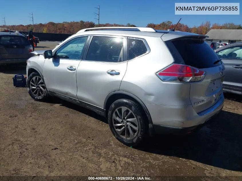 2016 Nissan Rogue Sl VIN: KNMAT2MV6GP735855 Lot: 40698672