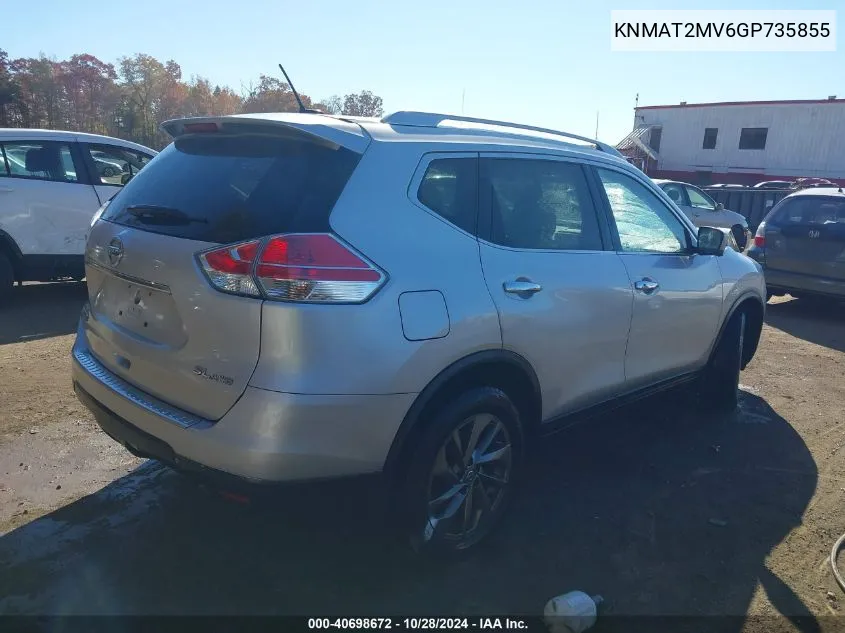 2016 Nissan Rogue Sl VIN: KNMAT2MV6GP735855 Lot: 40698672