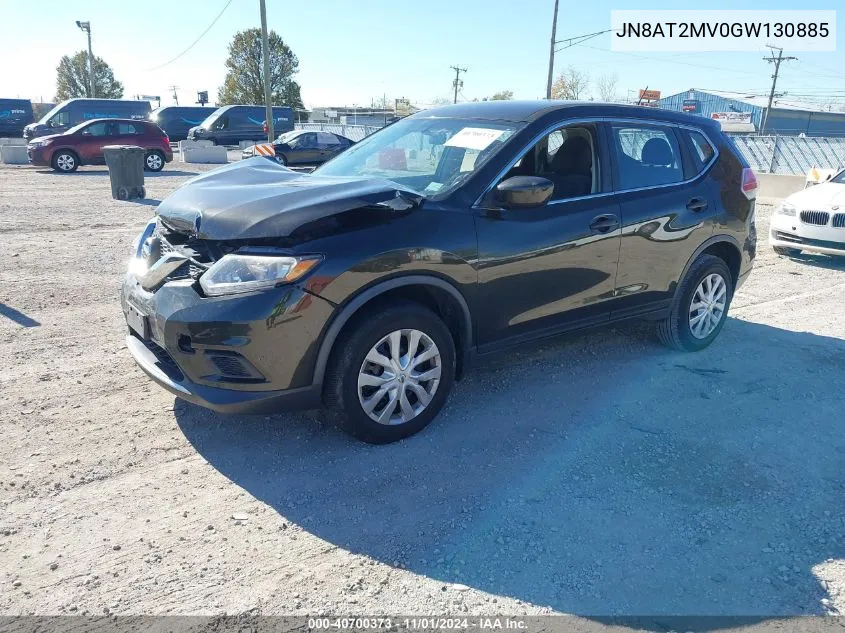 2016 Nissan Rogue S VIN: JN8AT2MV0GW130885 Lot: 40700373