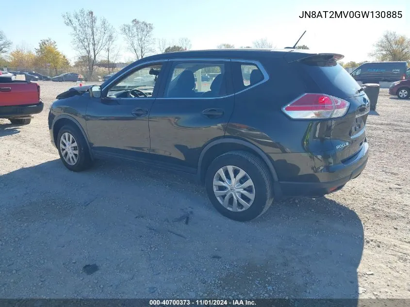 2016 Nissan Rogue S VIN: JN8AT2MV0GW130885 Lot: 40700373