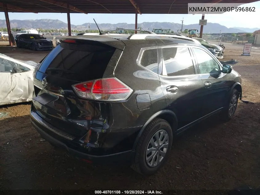 2016 Nissan Rogue S VIN: KNMAT2MV8GP596862 Lot: 40701108