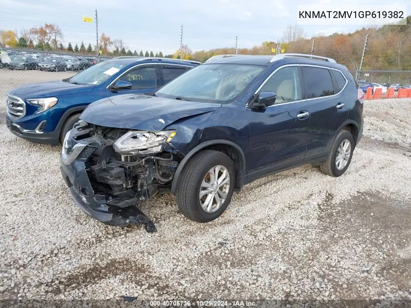 2016 Nissan Rogue Sv VIN: KNMAT2MV1GP619382 Lot: 40705736