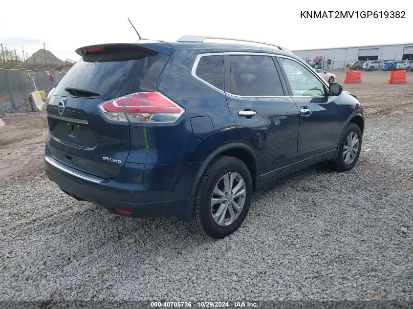 2016 Nissan Rogue Sv VIN: KNMAT2MV1GP619382 Lot: 40705736