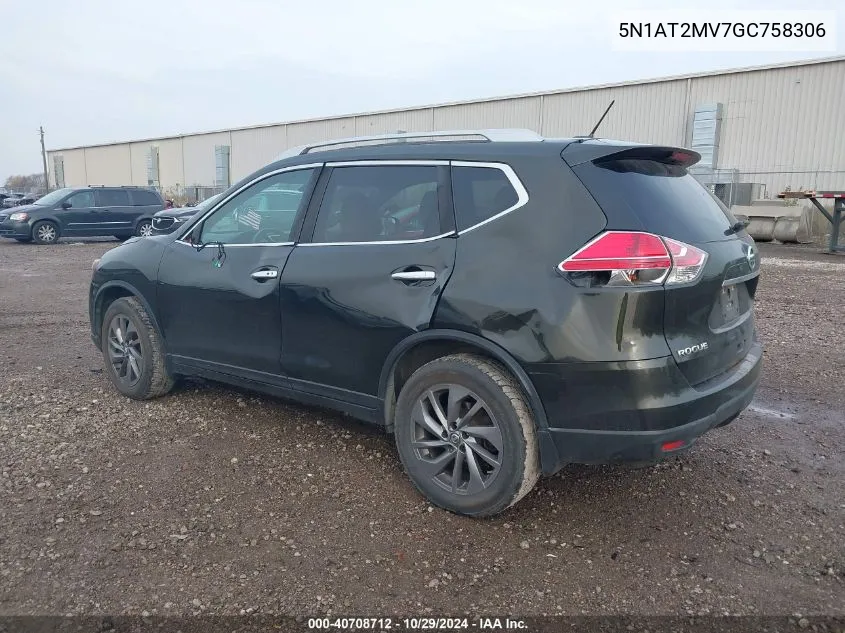 2016 Nissan Rogue Sl VIN: 5N1AT2MV7GC758306 Lot: 40708712