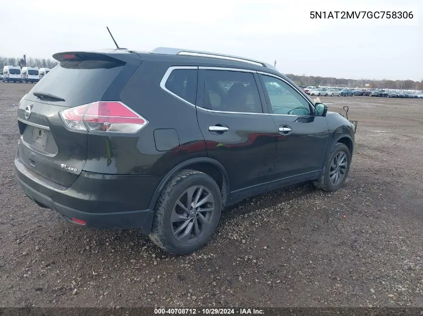 2016 Nissan Rogue Sl VIN: 5N1AT2MV7GC758306 Lot: 40708712