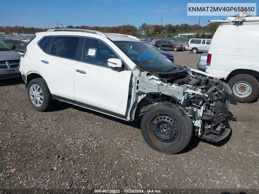 2016 Nissan Rogue S VIN: KNMAT2MV4GP655650 Lot: 40720522