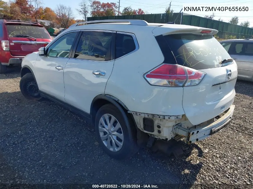 2016 Nissan Rogue S VIN: KNMAT2MV4GP655650 Lot: 40720522