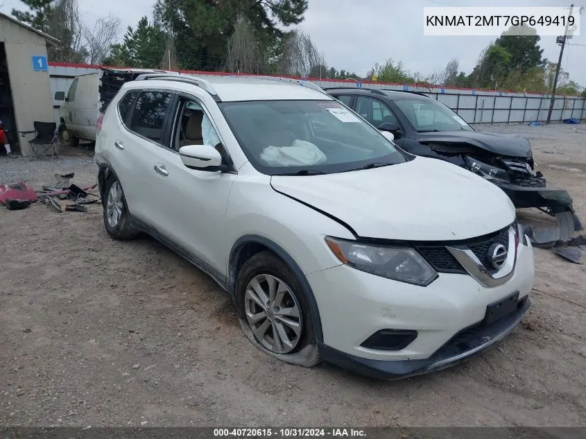 2016 Nissan Rogue Sv VIN: KNMAT2MT7GP649419 Lot: 40720615