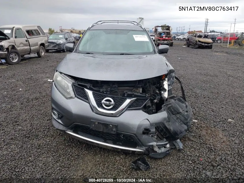 2016 Nissan Rogue Sl VIN: 5N1AT2MV8GC763417 Lot: 40728259