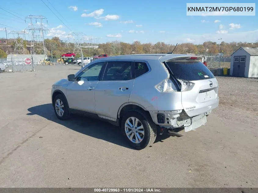 2016 Nissan Rogue Sv VIN: KNMAT2MV7GP680199 Lot: 40729963