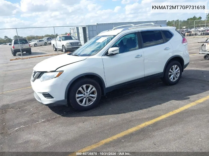 KNMAT2MT7GP731618 2016 Nissan Rogue Sv