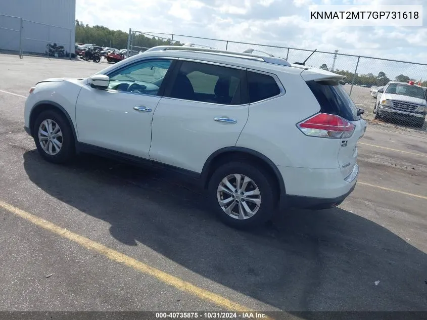 2016 Nissan Rogue Sv VIN: KNMAT2MT7GP731618 Lot: 40735875