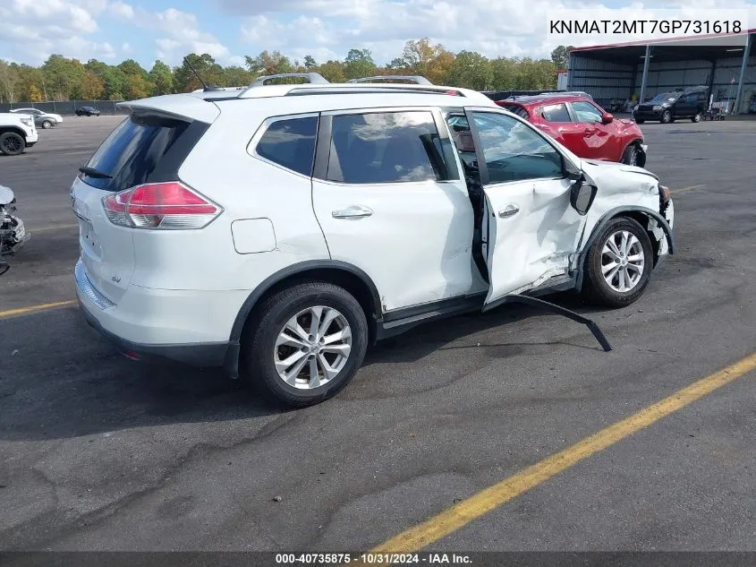 2016 Nissan Rogue Sv VIN: KNMAT2MT7GP731618 Lot: 40735875