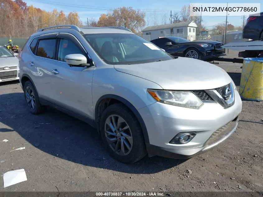 2016 Nissan Rogue Sl VIN: 5N1AT2MV4GC778660 Lot: 40738837